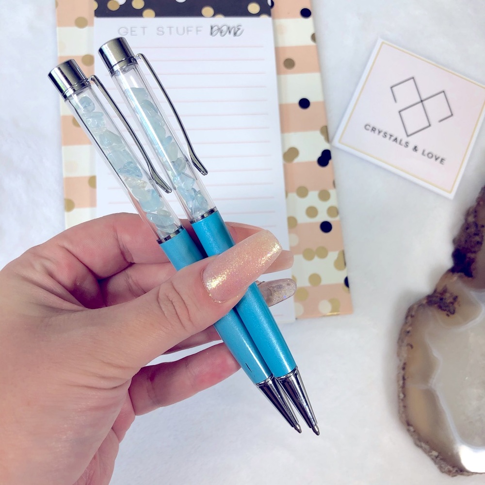 Luxury Crystal Pen, Natural Blue Stone Pen, Luxury Office Pen